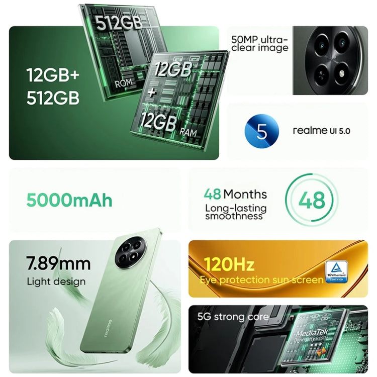 Realme 12x, 12GB+512GB, Smartphone 5G, Dimensity 6100+, 50MP