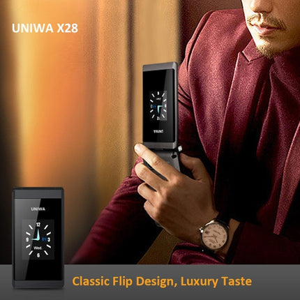 UNIWA X28 Teléfono Plegable 4G Doble Pantalla Diseño Compacto Llamadas Fiables Y Seguras