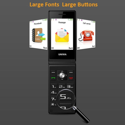 UNIWA X28 Teléfono Plegable 4G Doble Pantalla Diseño Compacto Llamadas Fiables Y Seguras