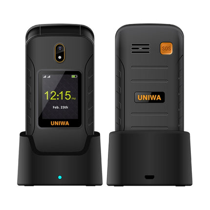 UNIWA V909T Flip Teléfono Doble Pantalla 4G Con Base De Carga