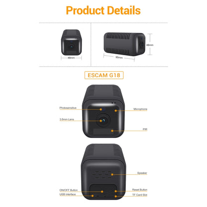 ESCAM G18 Cámara IP WiFi Batería Recargable Para Seguridad Del Hogar
