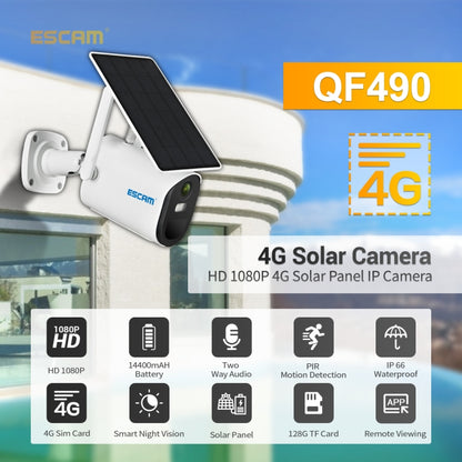 Escam QF490 Cámara IP Con Panel Solar 4G HD 1080P Noche