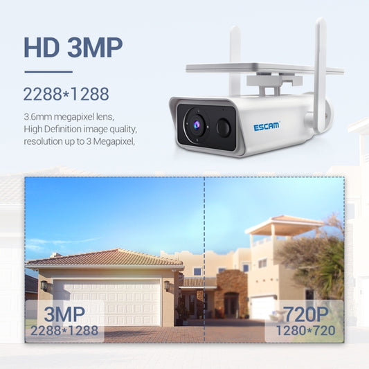 ESCAM QF180 Cámara IP Wifi Solar 3MP HD con Panel Ajustable Exterior