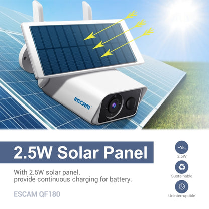 ESCAM QF180 Cámara IP Wifi Solar 3MP HD con Panel Ajustable Exterior