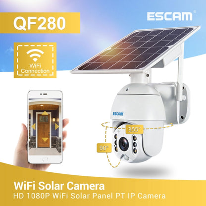 ESCAM QF280 Cámara IP PT Con Panel Solar WiFi 1080P