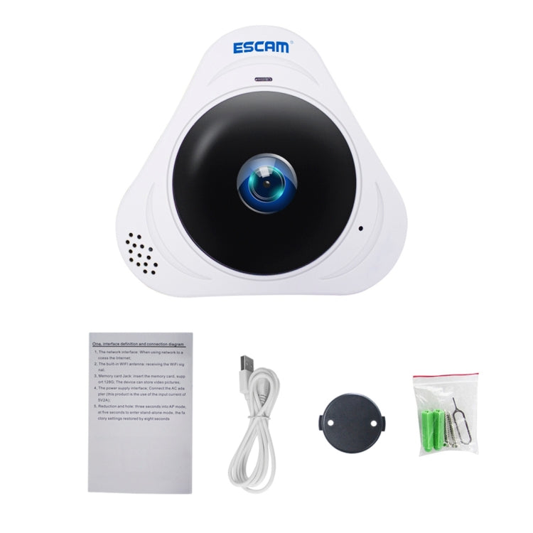 Escam Q8 Cámara IP WiFi 1.3MP Lente Ojo de Pez 360 Grados