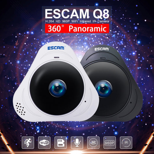 Escam Q8 Cámara IP WiFi 1.3MP Lente Ojo de Pez 360 Grados