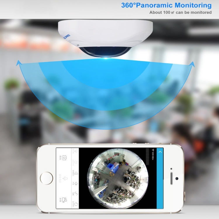 Escam Q8 Cámara IP WiFi 1.3MP Lente Ojo de Pez 360 Grados