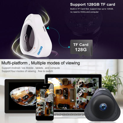 Escam Q8 Cámara IP WiFi 1.3MP Lente Ojo de Pez 360 Grados