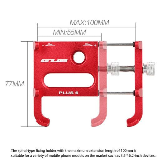 GUB Plus 6 Soporte Teléfono Bicicleta Aluminio 37.5mm