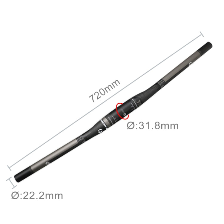 TOSEEK 720mm Manillar Recto Carretera De Carbono Ligero 150g