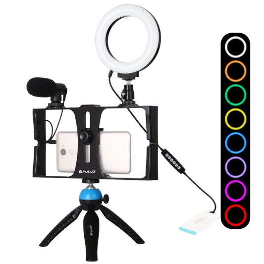 PULUZ 4 en 1 Vlogging Kit para Smartphone Anillo RGBW 4,7 pulgadas