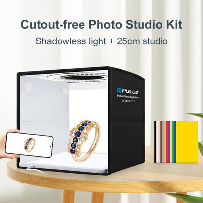 PULUZ 25cm LED Caja de Estudio CRI Alto Fondo 12 Colores