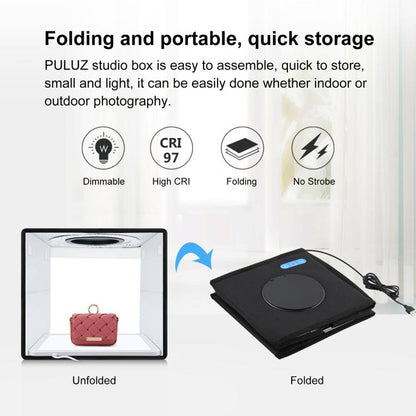 PULUZ 25cm LED Caja de Estudio CRI Alto Fondo 12 Colores