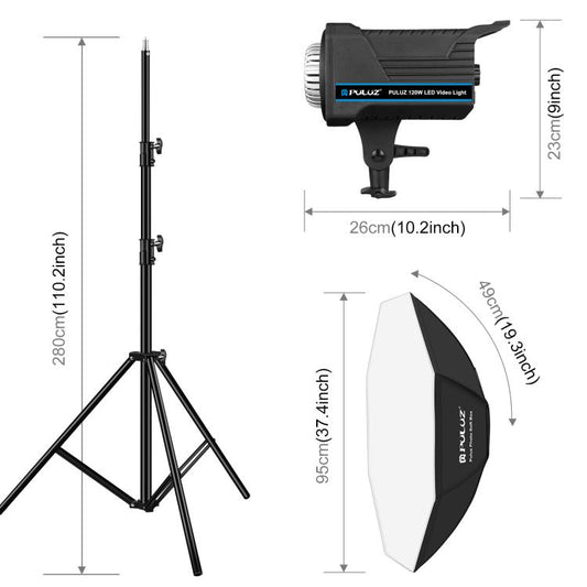 PULUZ 150W 3200K-5600K Estudio Luz Kit Con Softbox CRI Alto