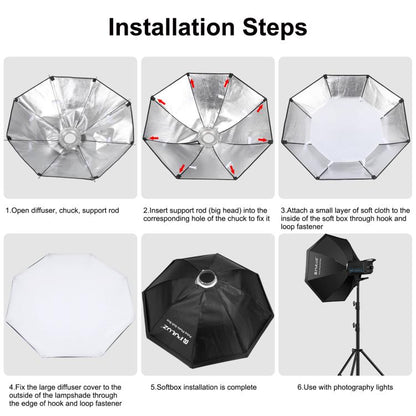 PULUZ 150W 3200K-5600K Estudio Luz Kit Con Softbox CRI Alto