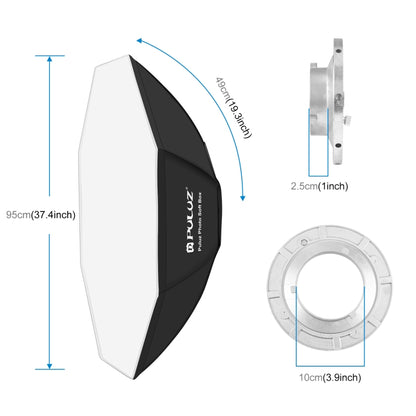 PULUZ 95cm Speedlite Softbox Octogonal Bowens Montaje Kit