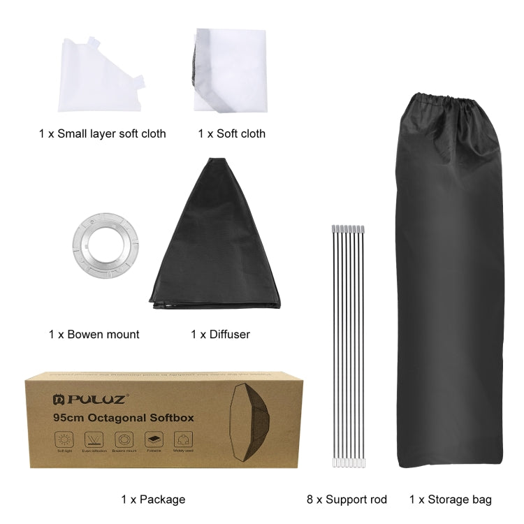 PULUZ 95cm Speedlite Softbox Octogonal Bowens Montaje Kit