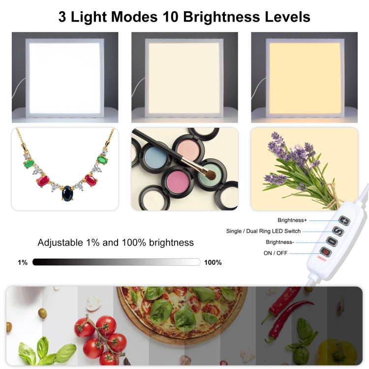 PULUZ 38cm 1200LM LED Panel de Fotografía Sin Sombras