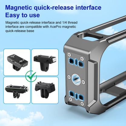 Insta360 X4 Jaula Protectora Acero Aluminio Base Magnética