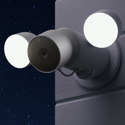 Nest Cam con luz de inundación cableada cámara de seguridad exterior