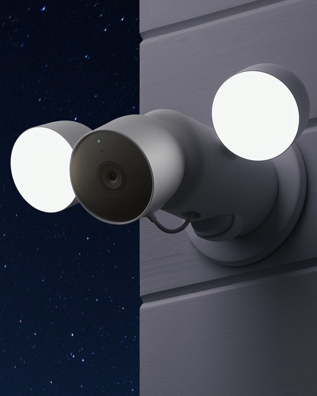 Nest Cam con luz de inundación cableada cámara de seguridad exterior