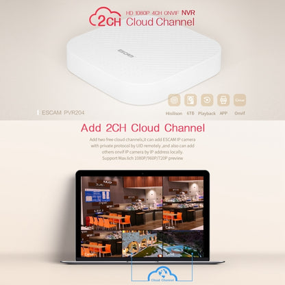 ESCAM PVR204 NVR Grabador De Video Digital Nube 2CH