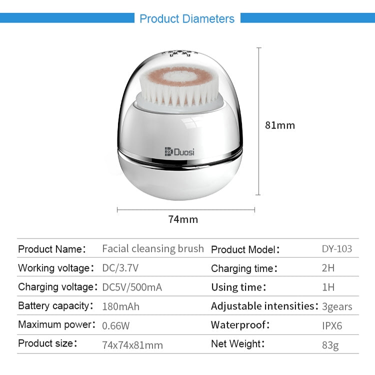 Duosi DY-103 Cepillo Facial Eléctrico Impermeable Diario