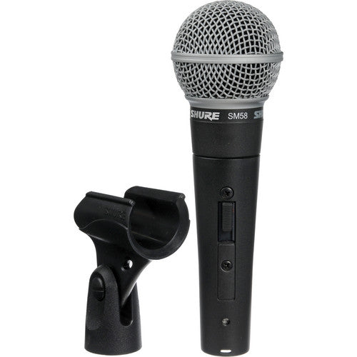 Shure SM58S Micrófono Vocal con Interruptor Soporte Trípode y Cable XLR 7.6m