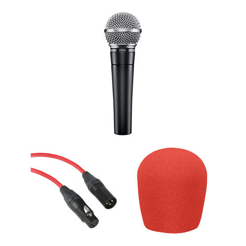 Shure SM58 Micrófono Dinámico Kit Con Cable Rojo Viento Cardioide