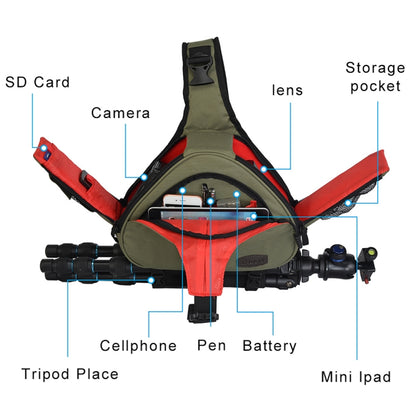 CADeN K1 Bolso Impermeable Para Cámara DSLR Gran Capacidad Para Dos Lentes