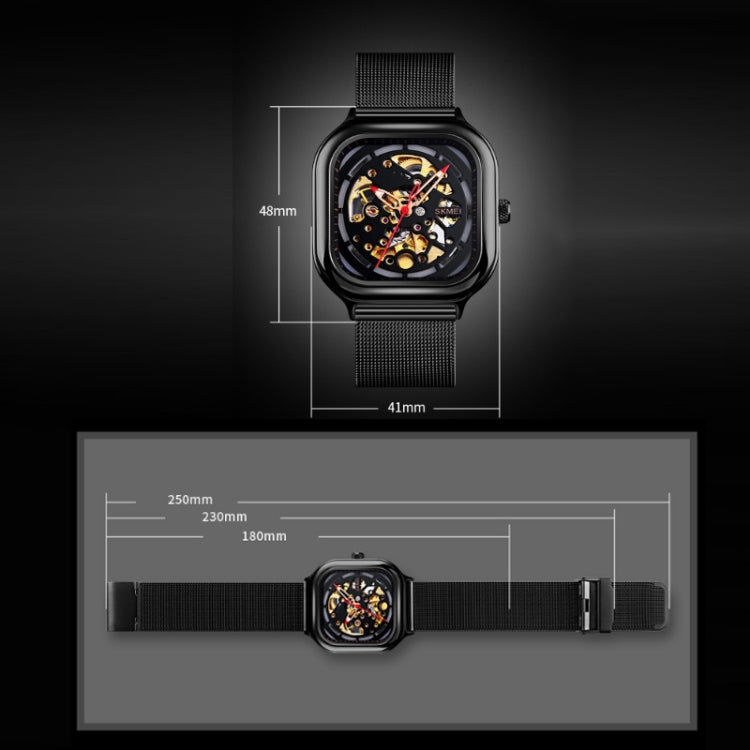 SKMEI 9184 Reloj Mecánico Automático Tourbillon Cuadrado