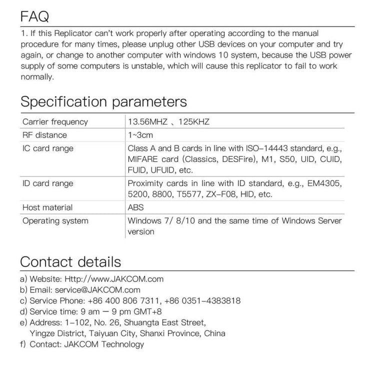 JAKCOM CD2 Lector De Tarjetas RFID ICID Copiar Tarjetas