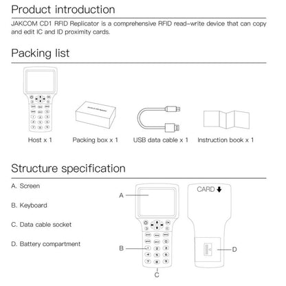 JAKCOM CD1 Lector de Tarjetas Proximidad Copia ICID