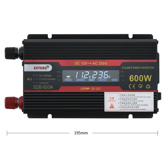 XUYUAN 600W Inversor De Coche LCD Pantalla 12V 230V
