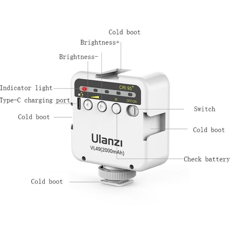 Ulanzi VL49 Luz LED Para Video Brillo Regulable 5500K