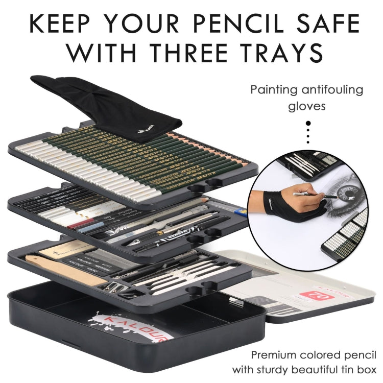 Kalour 70 en 1 Sketch Pencil Iron Box Set Estuche de Arte