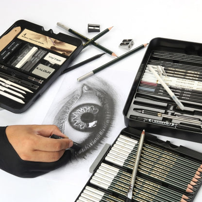 Kalour 70 en 1 Sketch Pencil Iron Box Set Estuche de Arte