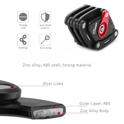PAW 83Cm Candado Plegable Para Bicicleta Cadena Reforzada