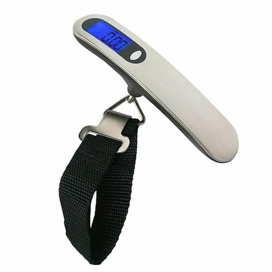 Báscula Electrónica de Mano Acero Inoxidable 50kg Precisión 10g Portátil Negra y Blanca