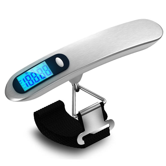 Báscula Electrónica de Mano Acero Inoxidable 50kg Precisión 10g Portátil Negra y Blanca