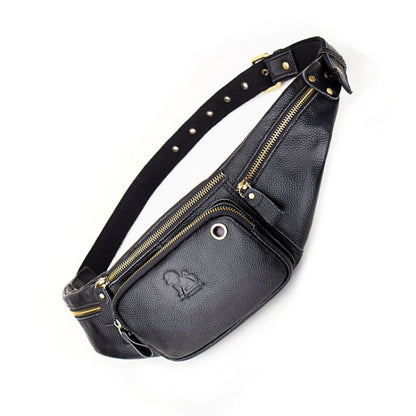 LAOSHIZI Bolso Bandolera Vintage Cuero de Vaca para Hombres con Cremallera Suave