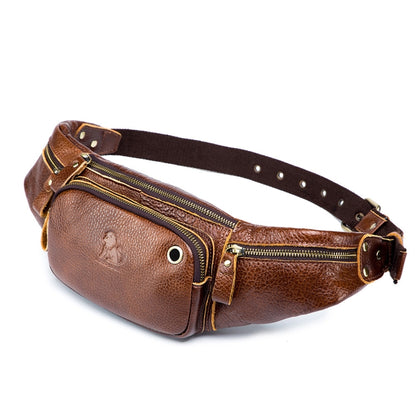 LAOSHIZI Bolso Bandolera Vintage Cuero de Vaca para Hombres con Cremallera Suave