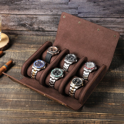 Contactos Familia Caja De Reloj De Viaje Crazy Horse Vintage 6 Relojes
