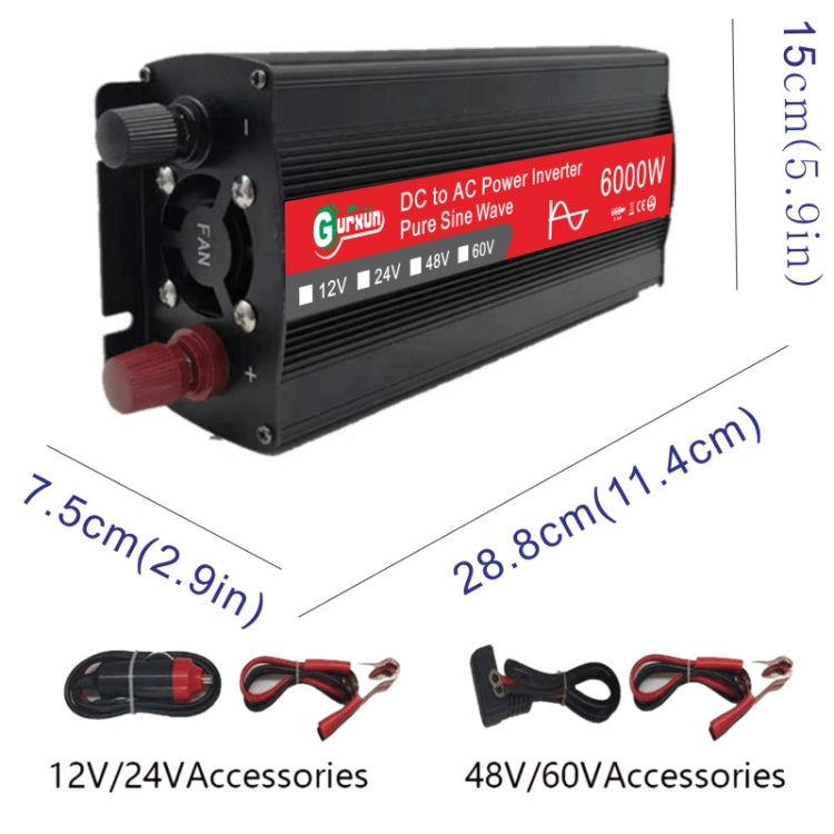 Gurxun 6000W Inversor Onda Sinusoidal Con Pantalla Digital Profesional