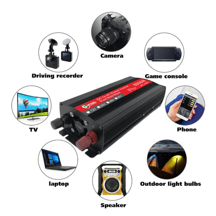Gurxun 6000W Inversor Onda Sinusoidal Con Pantalla Digital Profesional