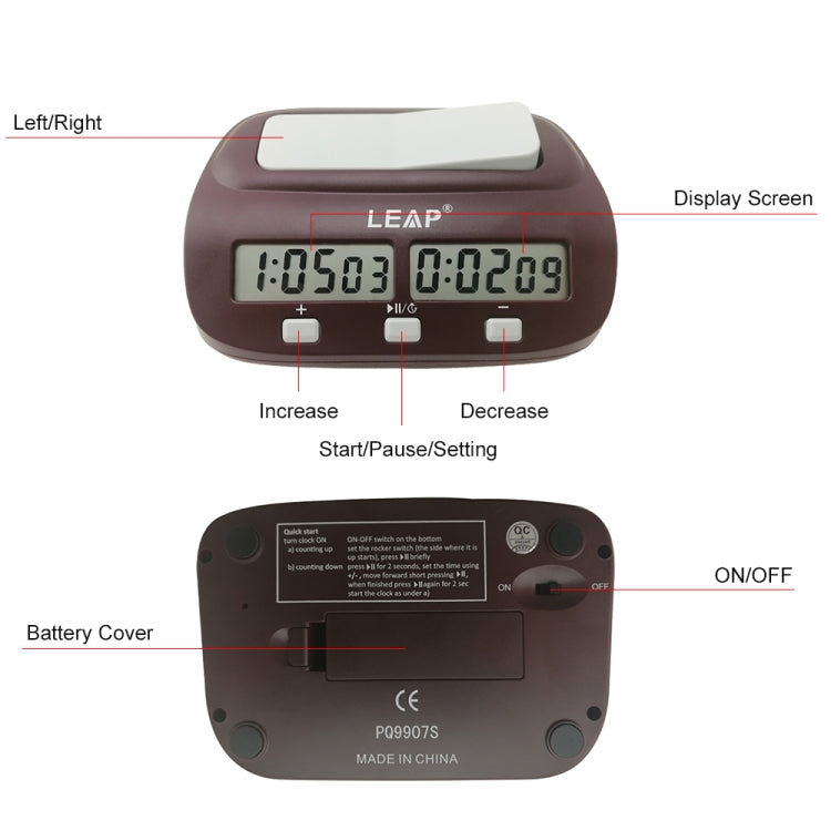 LEAP PQ9907S Reloj De Ajedrez Internacional Go Con 4 Reglas