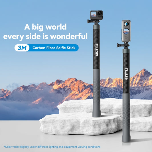 TELESIN 3M Fibra de Carbono Selfie Stick Monopod 1/4