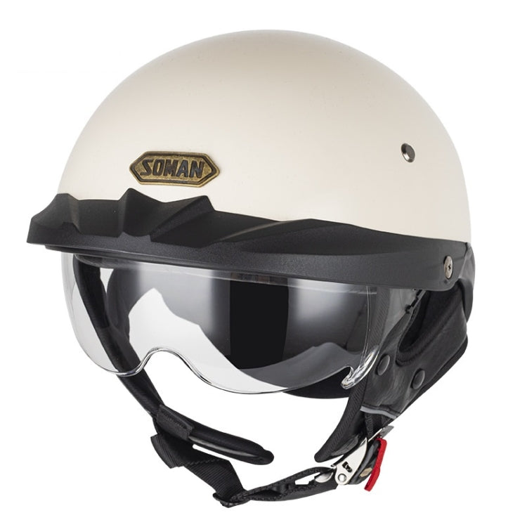 SOMAN Casco Moto Medio Ajustable Con Espejo Interior