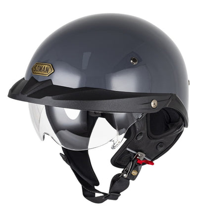 SOMAN Casco Moto Medio Ajustable Con Espejo Interior